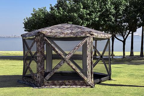 Фото шатер туристический kyoda 6 сторон, р.360*360*238см, плотн190т, 210d, цвет кмф