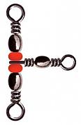Фото вертлюг тройной с бус. 90 град. barrel triple swivels style, цвет black nikel, размер 8x10, (50шт.)